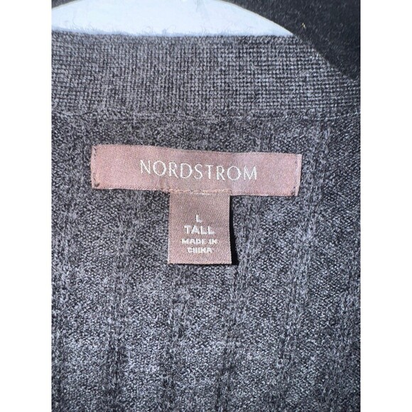 Nordstrom gray Cardigan 100% extra fine Merino wool large TALL - Picture 4 of 7